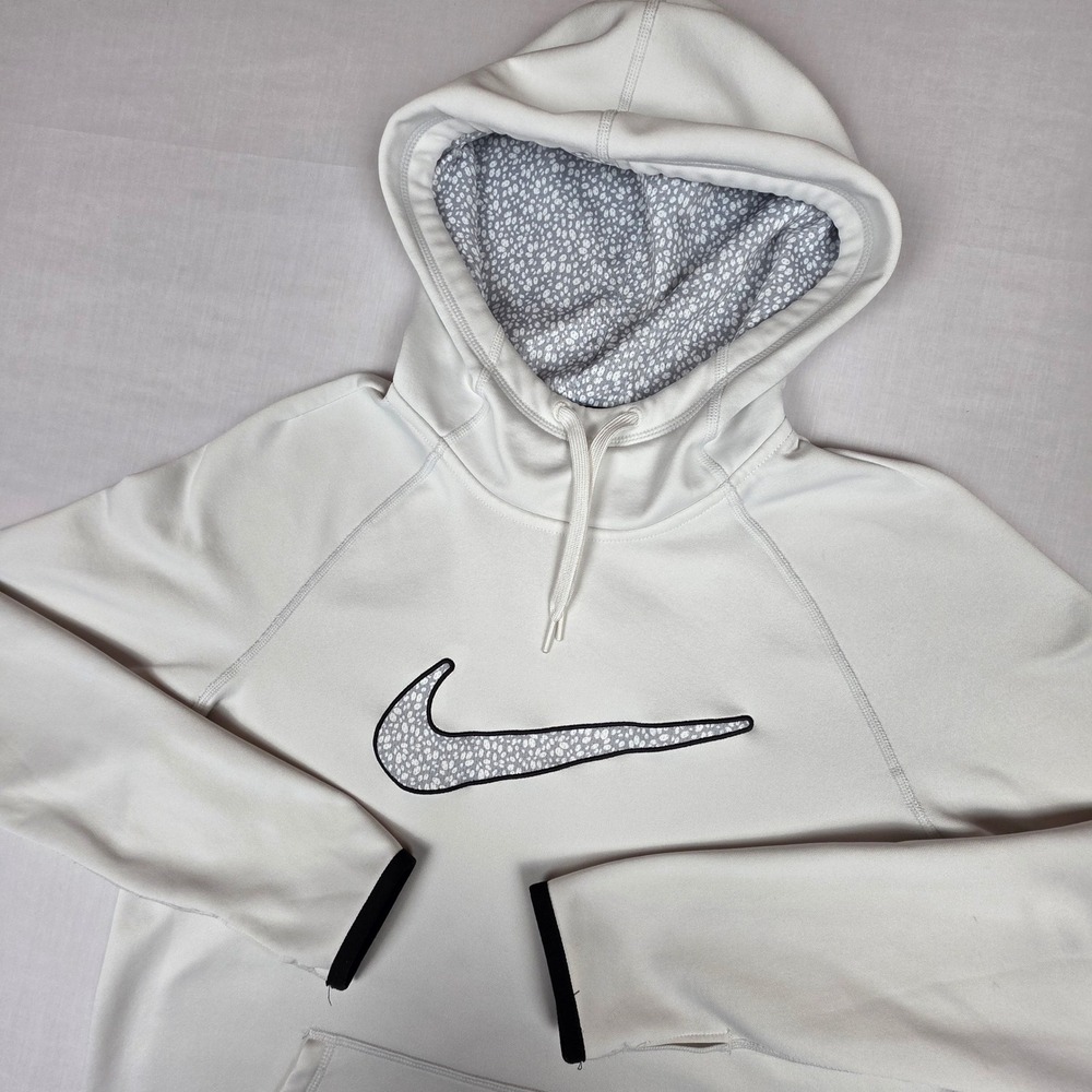 Nike Therma-FIT Elephant Print Swoosh Hoodie Mens M White Pullover 685483-151